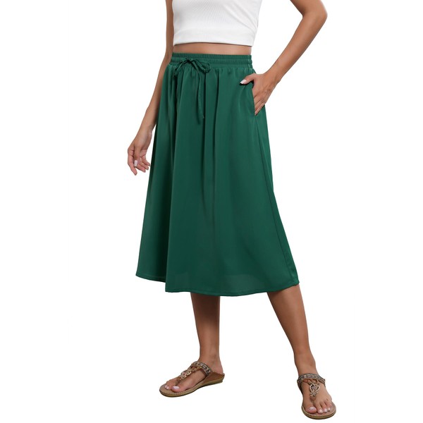 Witsmile Women's Boho Elastic High Waist A Line Skirt Below
