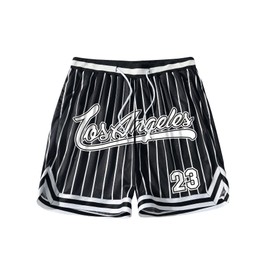 SHENHE Men's Summer Graphic Shorts Drawstring Waist Sports Track Shorts Los Light Black and White Small