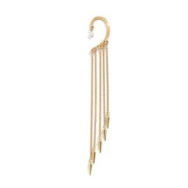 Ymqewq Kenfery Gothic Long Tassel Ear Cuff Wrap 1pcs Non-Piercing Crystal Pearl Skull Rivet Bar Fringe Drop Dangle Earrings Cartilage Climber Fake Clip on Punk Decor Jewelry (Style 3), Retro gold