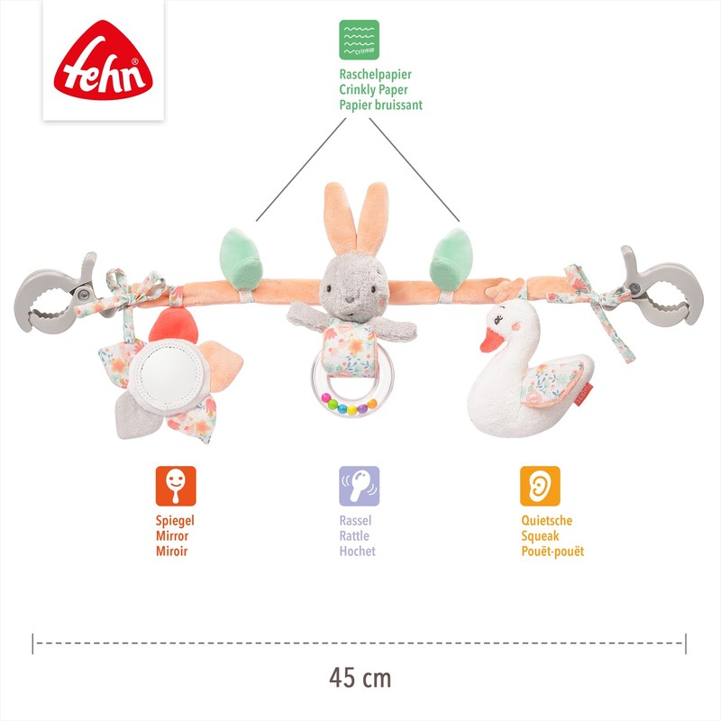 Fehn Safari Pram Chain / Clip Toy - 074550 Swan