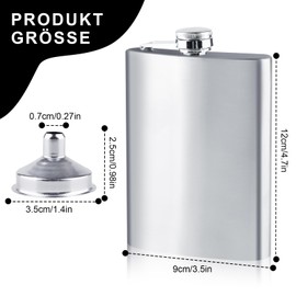Pack of 3 Stainless Steel Hip Flasks with 3 Funnels, 8 oz.227 ml Leak-Proof Hip Flask Portable Spirit Hip Bottle for Men for Camping Climbing Picnic (Silver)