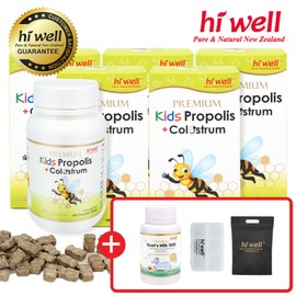 Hiwell Kids Chewable Propolis Colostrum Chewable for Infants, 2 tablets, 5 tablets, 180 tablets per day / 하이웰 키즈 씹어먹는 프로폴리스 초유  유아용 츄어블  1일 2정, 5개, 180정