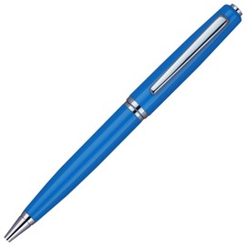 Lanier Blue Clara Ballpoint Pen - Blue Glossy Clear Body with Shiny Chrome Parts & Chrome Ring with Medium Tip 0.7mm Cross Style Refill