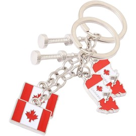 Llavero Metálico Decorativo Patriotas Bandera de Canadá, Recuerdos de Aleación de Zinc, 2 Piezas para Bolsas y Teléfonos