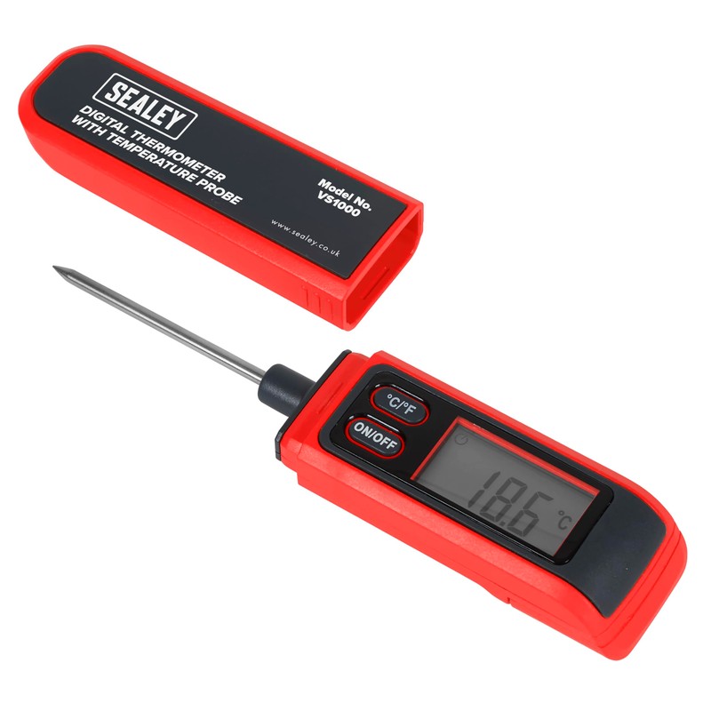 Sealey Digital Thermometer, Temperature Probe, Auto-Power-Off, LCD Screen- VS1000