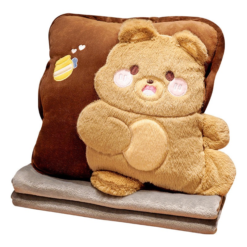 Travel Blanket and Pillow Set Multifunctional Plush Cute Animal Hand