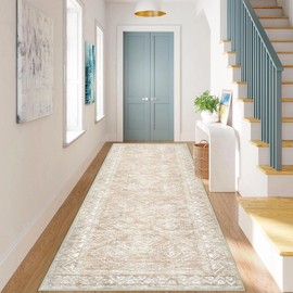 Runner Rug 2x6 Entryway Rug - Washable Boho Geometric Rug Non-Slip Kitchen Rug, Soft Neutral Farmhouse Rug Long Hallway Rug for Entrance Bedroom Bathroom Laundry Staircase Foyer (2 x 6, Beige)