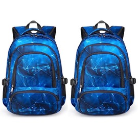 BLUEFAIRY Kids Backpack for Boys School Bookbags for Elementary Primary Middle Bulk Book Bags for Teens Childs Mochilas para Niños Aged 8-10 Years Star Blue 2 Pack