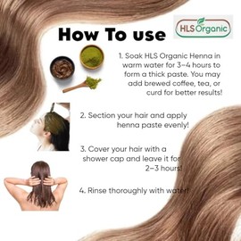 Hls Polvo de Henna (Lawsonia Inermis) para Color Natural Naranja-Rojo Del Cabello | Orgánico | 227 Gms/0.5 Lb/ 8 Oz, Sin Productos Químicos O Aditivos