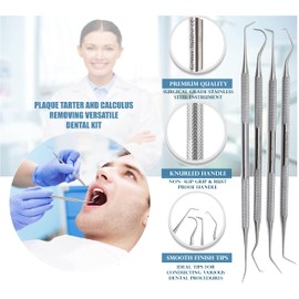 A2Z Scilab 25 Pcs Dental Hygiene Examination Professional Scalers Explorers Probes Curettes Mirror Tweezers Set Made of Stainless Steel Includes Mathieu Elastic Ligature Pliers & Extracting Elevators