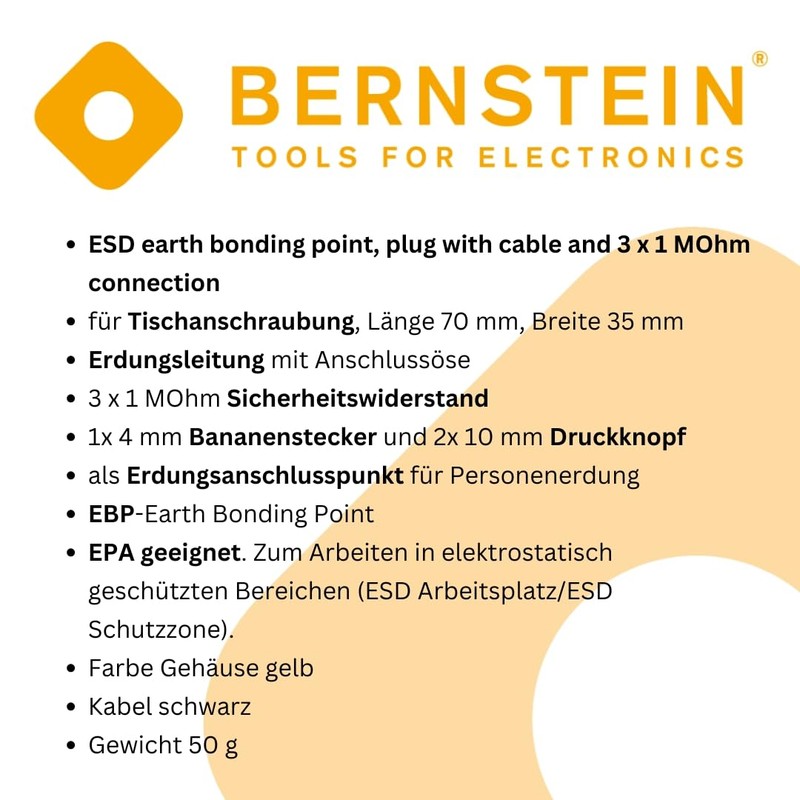 BERNSTEIN ESD Grounding Building Block 2 x 10 mm Push