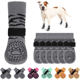 KOOLTAIL Non-slip dog socks, double-sided handles, dog socks for licking to prevent scratches on hardwood floors, outdoor dog shoes and paw protection for small, medium and large
