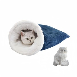 ECLIPSBACI Cat Winter Sleeping Bag, Cat Sleeping Bag, Cat Bed Cave, Soft Plush Large Cat Sack Self Warm Cat Bed, Pet Mat Warming Pad Sack, for Indoor Cats for Small Dogs19.6 * 18.5 inch (Blue)