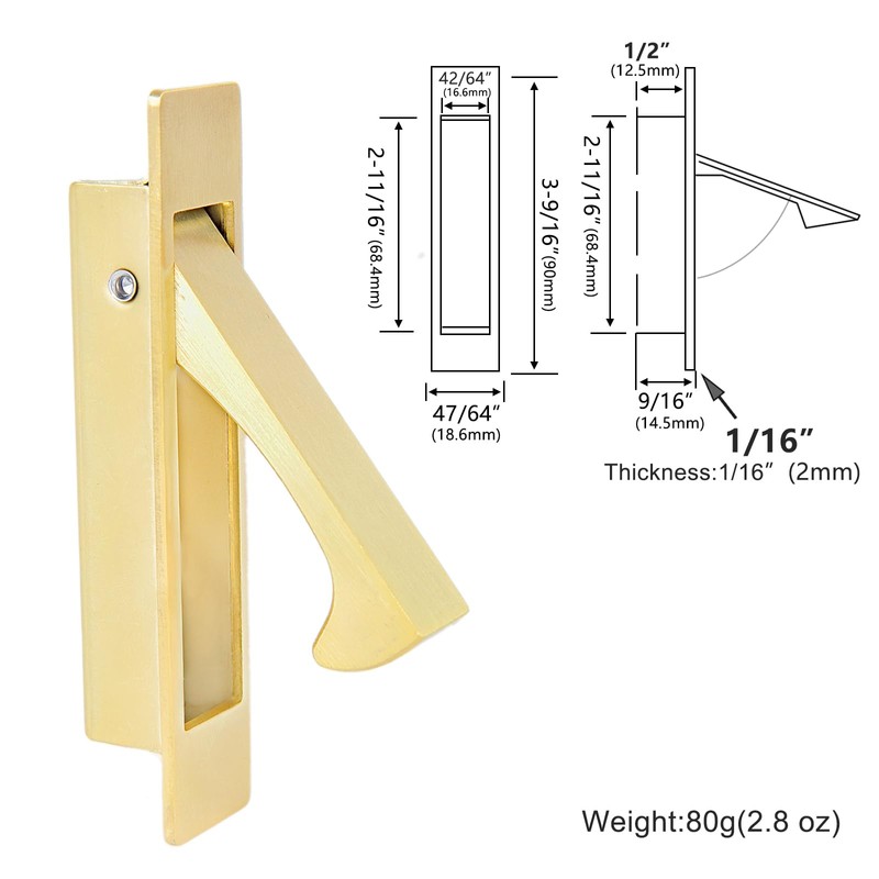 DONTAY PULL 02 Pocket Door Pull Handle, Edge Pull, Professional