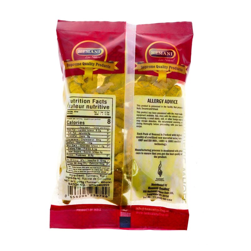 Hemani Whole Turmeric Root Dried Curcuma longa 7.1 OZ (200g)