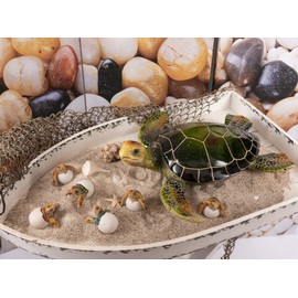 Corner Merchant Sea Turtle Statue Garden Decor Tabletop Display and Wall Hanging Sea Turtle Sculpture Measures 16 in x 15 in (Green)