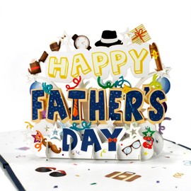 CUTPOPUP Happy Fathers Day Card Pop Up, 3D Greeting Card, Father's Day Card for Dad, Father in Law, Grandpa, Husband, Men, Son (Happy Father's DayText)
