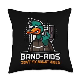 Band-Aids Don't Fix Bullet Holes Quack Doctor Throw Pillow