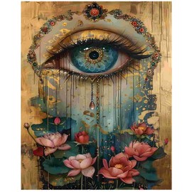 xcemhil xcemhil Paint by Numbers Kit for Adults Eye, Paint by Number Eye and Lotus, Paint by Numbers Kit for Adults Beginner for Gift and Home Wall Decor 16x20 Inch