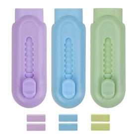 DIYJEP 3 Pcs Retractable Eraser with 6Pcs Replacement Eraser Set, Sliding Rubber Erasers, Cute Stationary Pencil Erasers for Kids Students Writing Drawing Office School Supplies (Pink + Blue + Green)