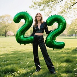 40 Inch Green Number 22 Digital Balloon,Jumbo Mylar Foil Helium Balloon for 22 Balloons for Birthday Party,Wedding Anniversary Party Decorations