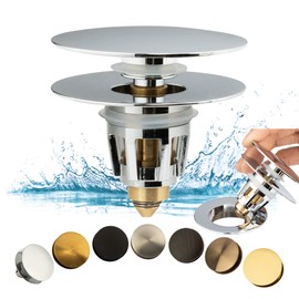 Artiwell Universal Bathroom Sink Drain Stopper, Fits Most Pop-Up Drains for Vessel Sink Lavatory Vanity, Sink Drain Strainer with Detachable Hair Catcher, Tested by Plumber in US (Chrome Plated)