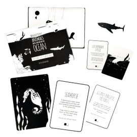 12 high contrast black and white baby and toddler flash cards Ocean animals sensory visual development from birth, toddler, preschool