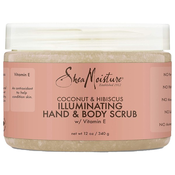 Sheamoisture Illuminating Hand and Body Scrub for Dull Skin Coconut and Hibiscus Cruelty-Free Skin Care 12 oz