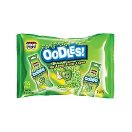 Only Kosher Candy Green Apple Flavored Tiny Tangy Fruity Chews Multi Pack Oodles, Kosher Parve Candy 14 Pouch Pack, 0.56 Ounce Per Pouch (Pack of 3)