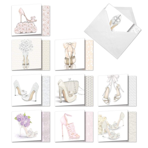 Bride-itude - 10 All Occasion Blank Wedding Cards with Envelopes (4 x 5.12 Inch) - Marriage Bridal Shower, Assorted Bride Stationery Note Cards AMQ5052WBB-B1x10