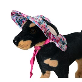 BT Bear Dog Hat,Flower Rural Lace up Pet Sunshade Hat Dog Hats for Cats Puppy Small Dogs,Pink S