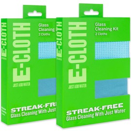 E-Cloth Window Cleaner Kit - Window and Glass Cleaning Cloth, Streak-Free Windows with just Water, Microfiber Towel Cleaning Kit for Windows, Car Windshield, Mirrors - Alaskan Blue - 2pack
