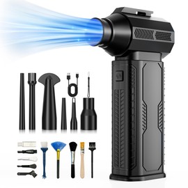 ZOAIVR Compressed Air Duster, 130,000RPM Ultra-Powerful Cordless Electric Air Duster with 8000mAh Rechargeable Battery, 4-Gear Adjustable Air Blower for Keyboard, Computer, Car, Home Cleaning