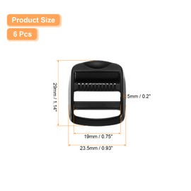 sourcing map Metal Ladder Lock Slider, 6Pcs 3/4" - Zinc Alloy Buckle Adjuster Webbing Strap Release Buckles for Backpack Strap Accessories Replacement (Black)