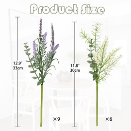 Hollyone 3 Bundles Fake Flowers Artificial Lavender Stems Bouquet Faux Plastic Purple Dried Lavender Flowers Plants for Vase DIY Wedding Floral Arrangement Home Table Centerpieces Indoor Outdoor Decor