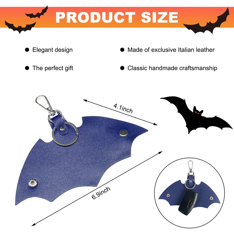 SHMZK Bat Shaped Keychain, PU Leather Bat Keys Ring Cover
