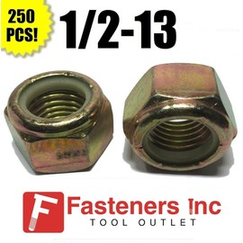 Redding Fasteners (Qty 250) 1/2-13 Grade 8 Nylon Insert Lock Nuts Nylock Yellow Zinc Plated