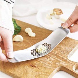 Garlic Rocker Crusher Mincer Press Dishwasher Safe, Stainless Steel Rocker Garlic Crusher Silver
