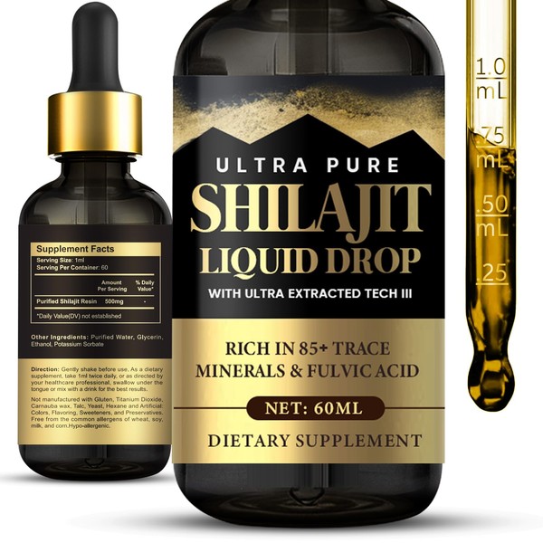 Shilajit Himalaya Drops 60 ml, 100% Pure Shilajit Original Rich