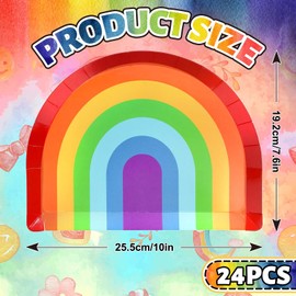 JarThenaAMCS 24Pcs Rainbow Paper Plates Gay Pride Day Disposable Plates Colorful Decorative Tableware for Dessert Appetizer Wedding Birthday Party Decor Supplies, 7.6 x 10 Inch