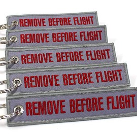 Rotary13B1 - Remove Before Flight Keychain - Gray/Red 5pcs