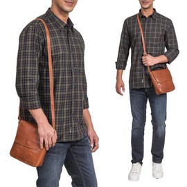 ROYALZ 'Illinois' Men's Shoulder Bag Small Leather Shoulder Bag Men's Messenger Bag Vintage Leather Shoulder Bag Handbag Genuine Leather, Texas brown