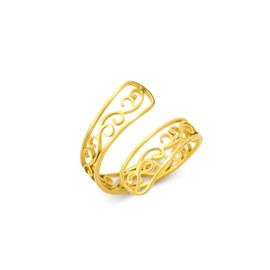 Amaxer Keltischer Herzring Filigraner Blumenring für Frauen Edelstahl Lässiger Schmuck Einstellbarer Wickel Offener Ring für Frauen (Fiore in filigrana, Oro)