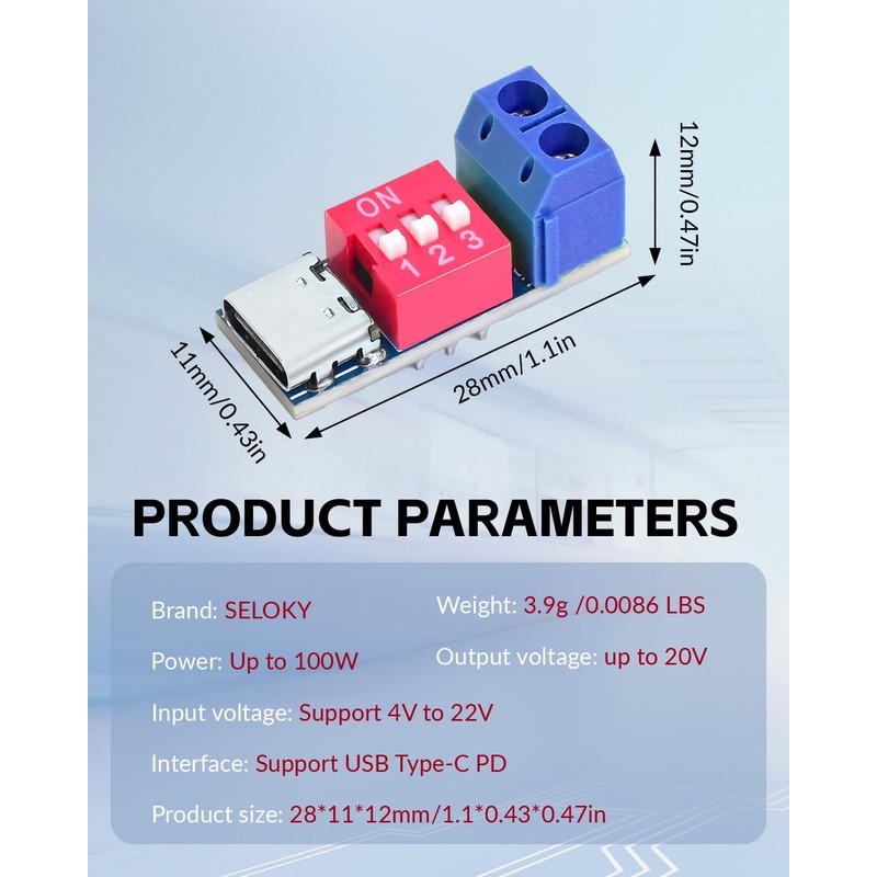 Seloky USB-C PD Trigger Module, PD/QC Fast Charge Decoy Board,