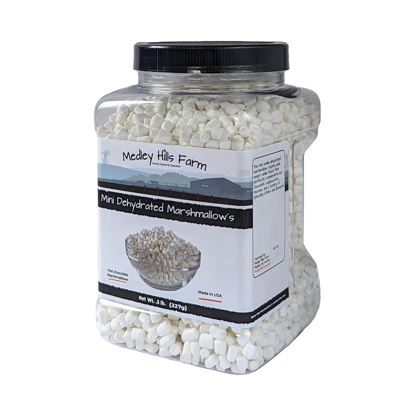 Vanilla mini dehydrated marshmallows in Reusable Container by Medley hills