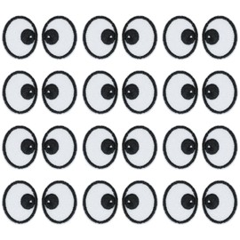 Honbay 24PCS Black White Eye Iron On Patches Sew On Patches Delicate Embroidered Appliques for Clothes Decoration and DIY Craft Supplies (12 Pairs)