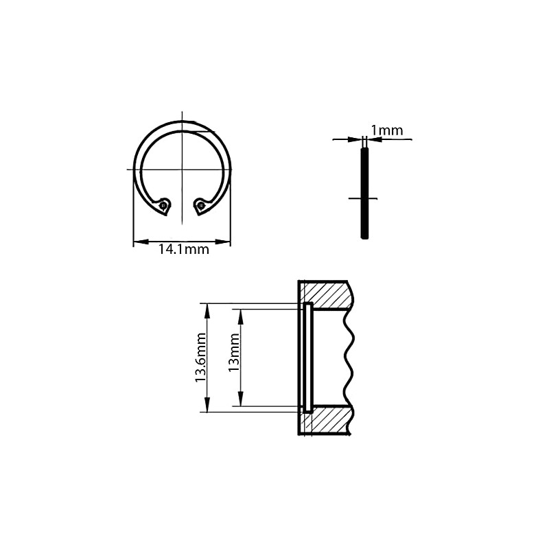 13mm Internal Circlips for Bores Retaining Rings Snap CirClip Phosphated