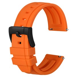 Anbeer Premium Silicone Watch Bands,Quick Release Rubber Watch Strap for Men and Women,Strap Width 22mm,Orange with Black Buckle