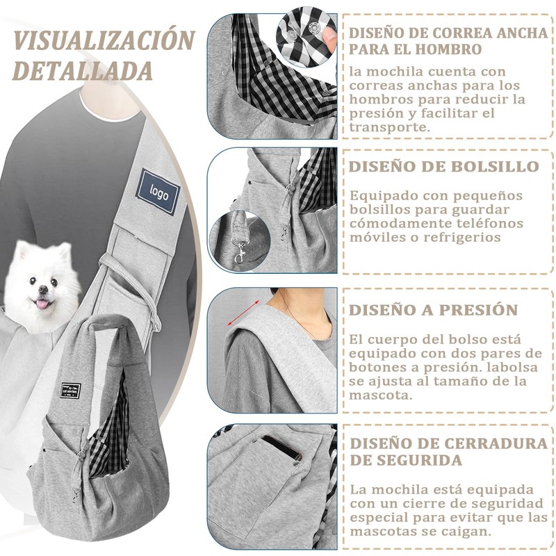 RVFRGRD Cangurera Mochila para Llevar Perro Manos Libres con Correa