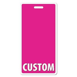 Custom Bright Pink Badge Buddy (Vertical) - Double Sided Full Color Backer Card with Border- Durable and Water Resistant Great for Security, Trade Show, Visitor, Work Badge